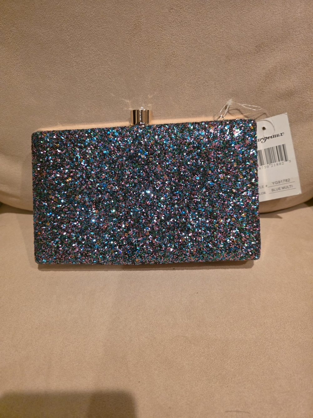 Blue Multi Glitter Box Clutch - Picture 3 of 15
